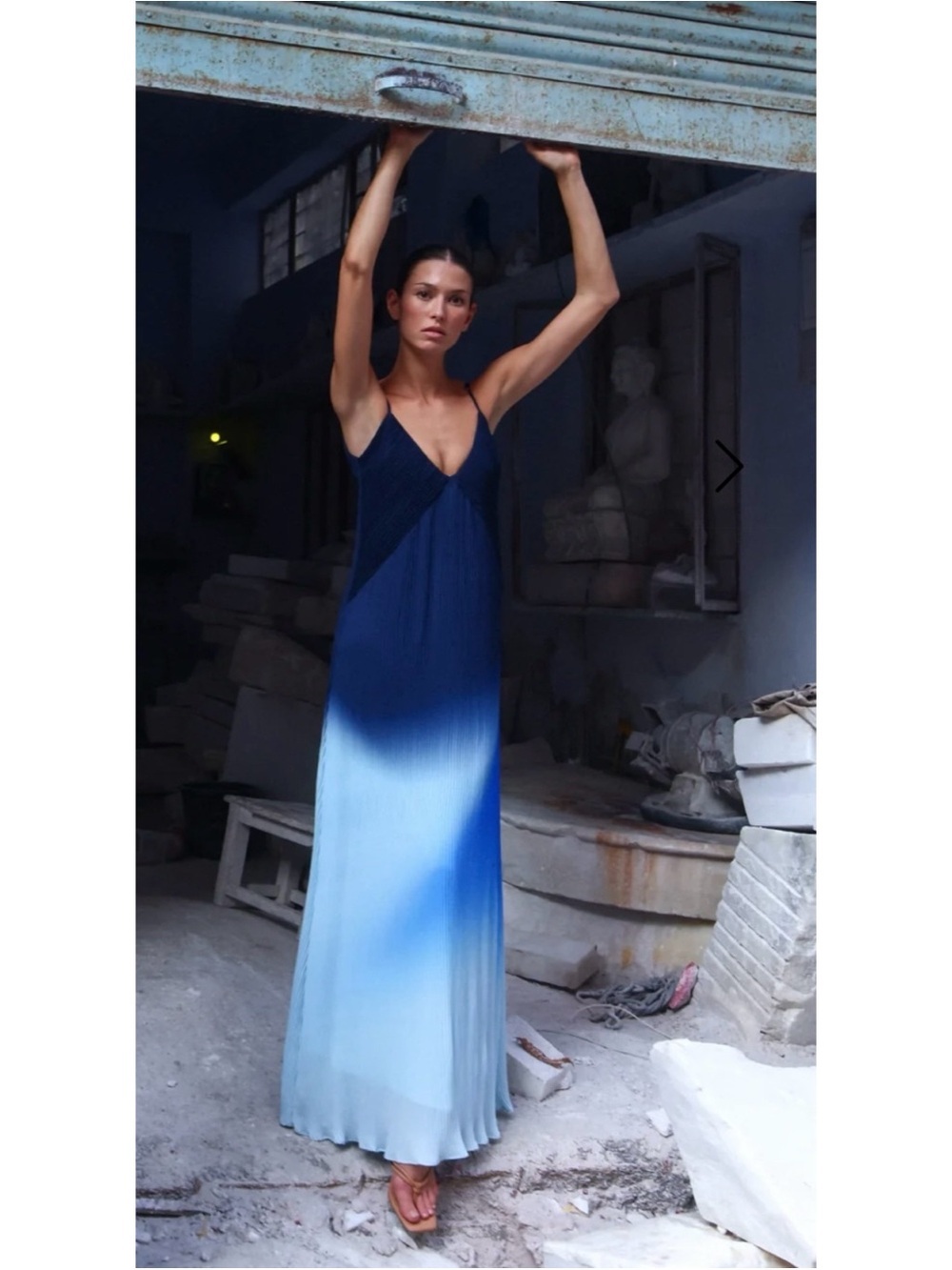 NWT BAOBAB Plie Pleated Maxi Dress Blue Marine Medium